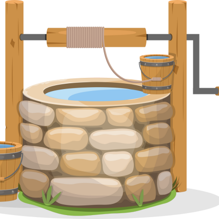 Diagram of a driven well set in sand and gravel deposits above the water table
