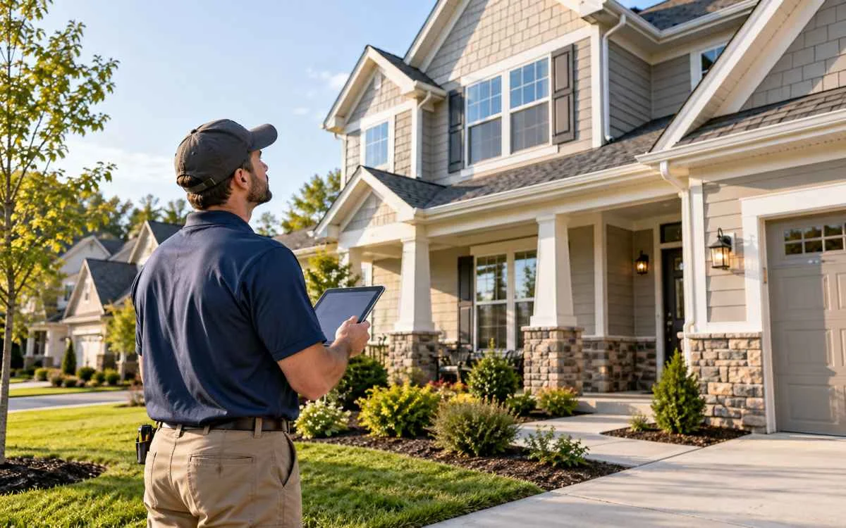 Man inspecting house